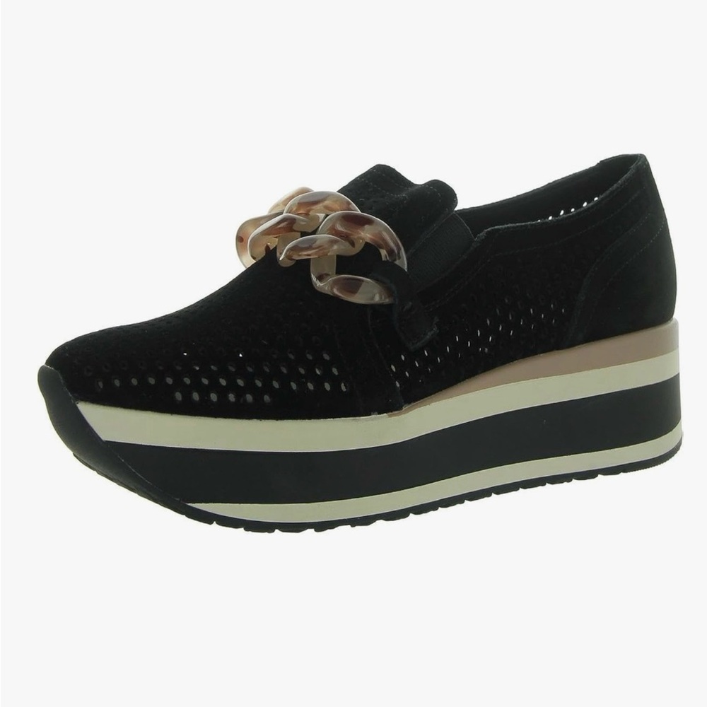 Dolce Vita Black Platform Slip-On with Tortoiseshell Chain